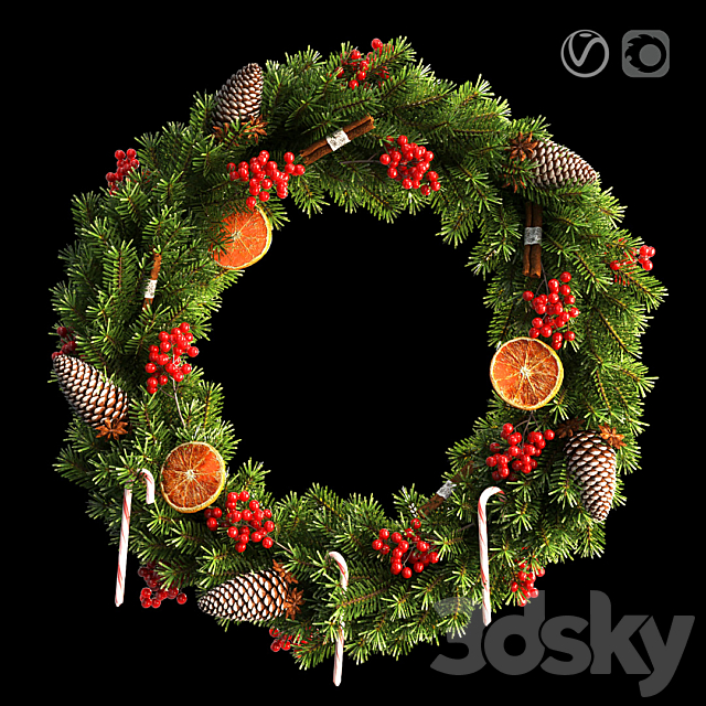 Christmas wreath 66cm 3DSMax File - thumbnail 1