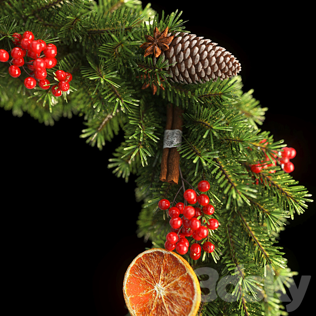 Christmas wreath 66cm 3DSMax File - thumbnail 3