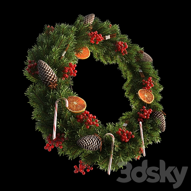 Christmas wreath 66cm 3DSMax File - thumbnail 4