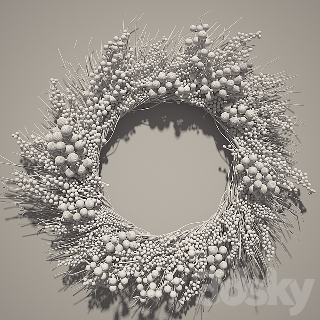 Christmas wreath of twigs of rowan 3DS Max Model - thumbnail 3