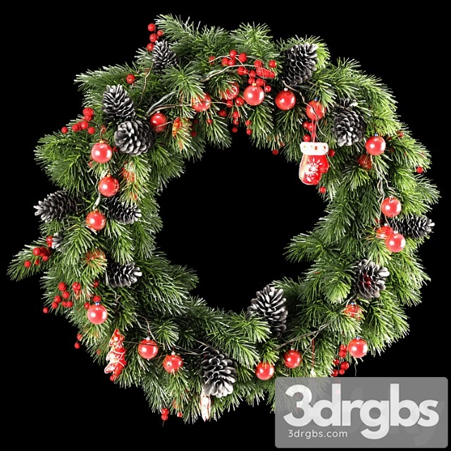 Christmas wreath_2 3dsmax Download - thumbnail 1