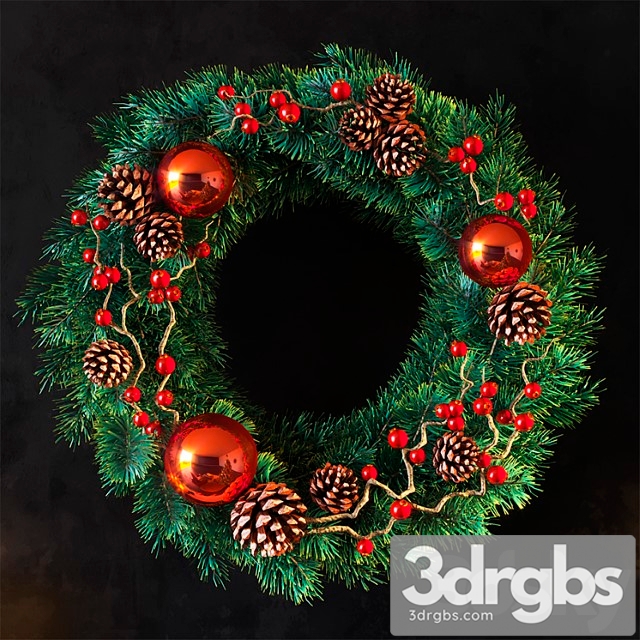 Christmas wreath_3 3dsmax Download - thumbnail 1