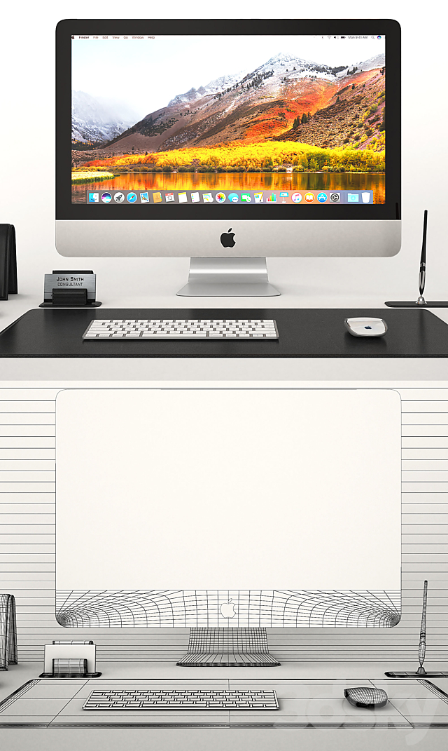 Classic Workplace IMac 3DS Max Model - thumbnail 3