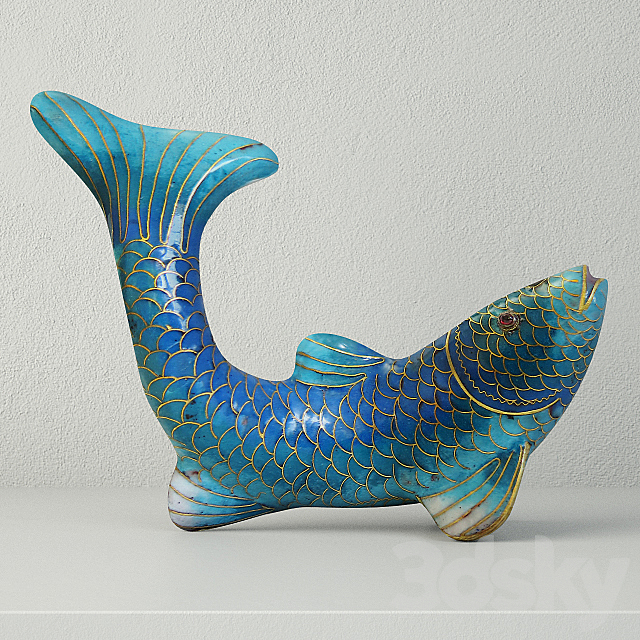 Cloisonne Koi Fish with Garnet Eyes 3ds Max - thumbnail 1