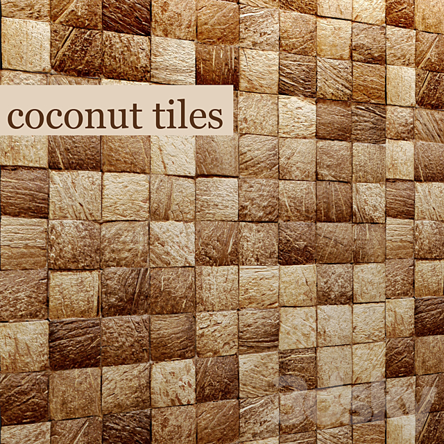 Coconut tiles. panel. eco style. nature decor. wall decor 3DSMax File - thumbnail 1