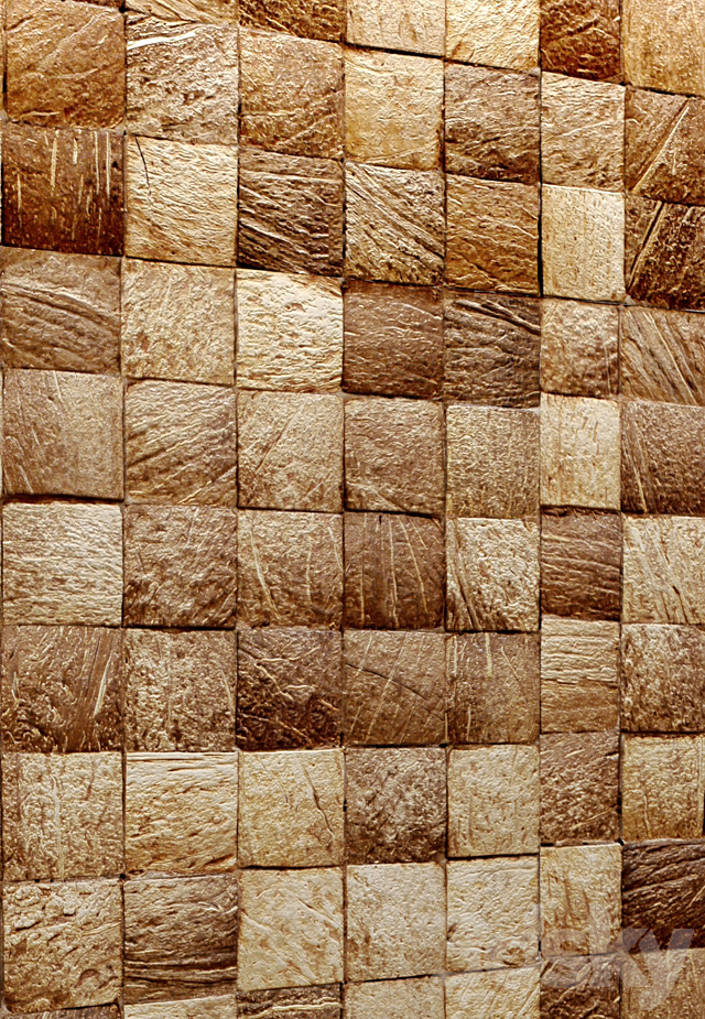 Coconut tiles. panel. eco style. nature decor. wall decor 3DSMax File - thumbnail 3