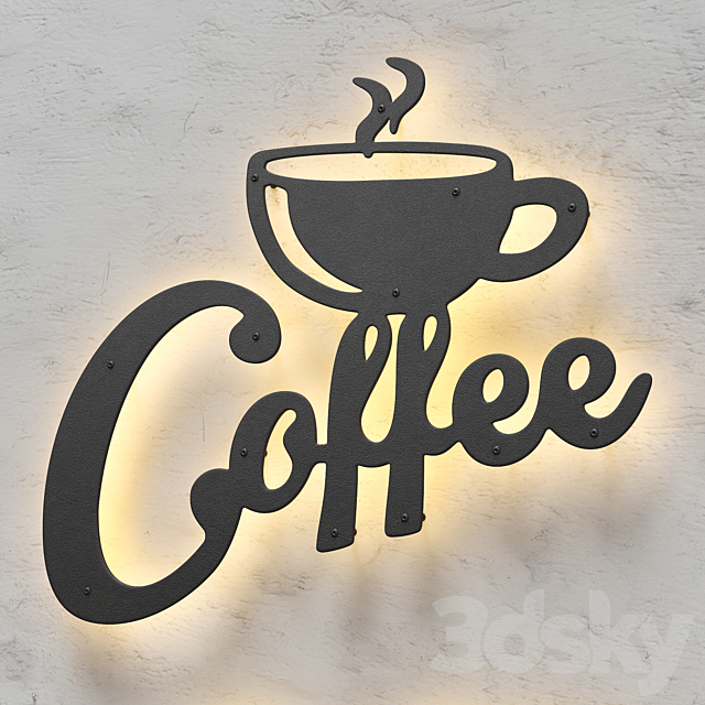 Coffee sign 3DS Max Model - thumbnail 4