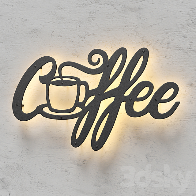 Coffee sign 3DS Max Model - thumbnail 5