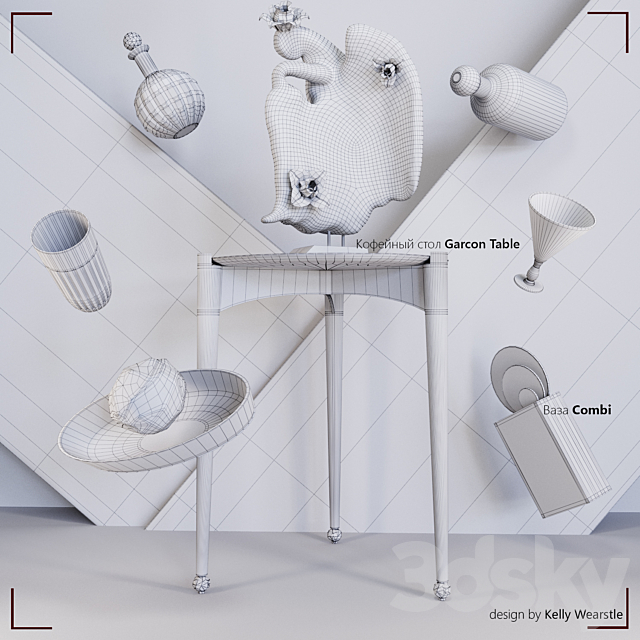 Coffee table GARCON TABLE 3DS Max Model - thumbnail 3