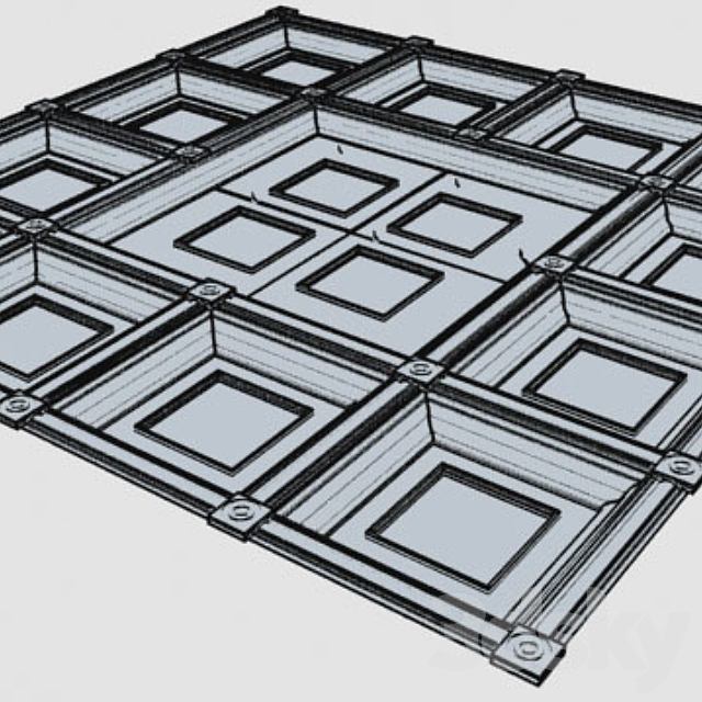 coffered ceiling 3ds Max - thumbnail 2