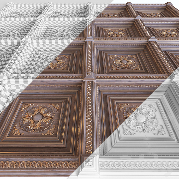 Coffered ceiling 3DS Max - thumbnail 2