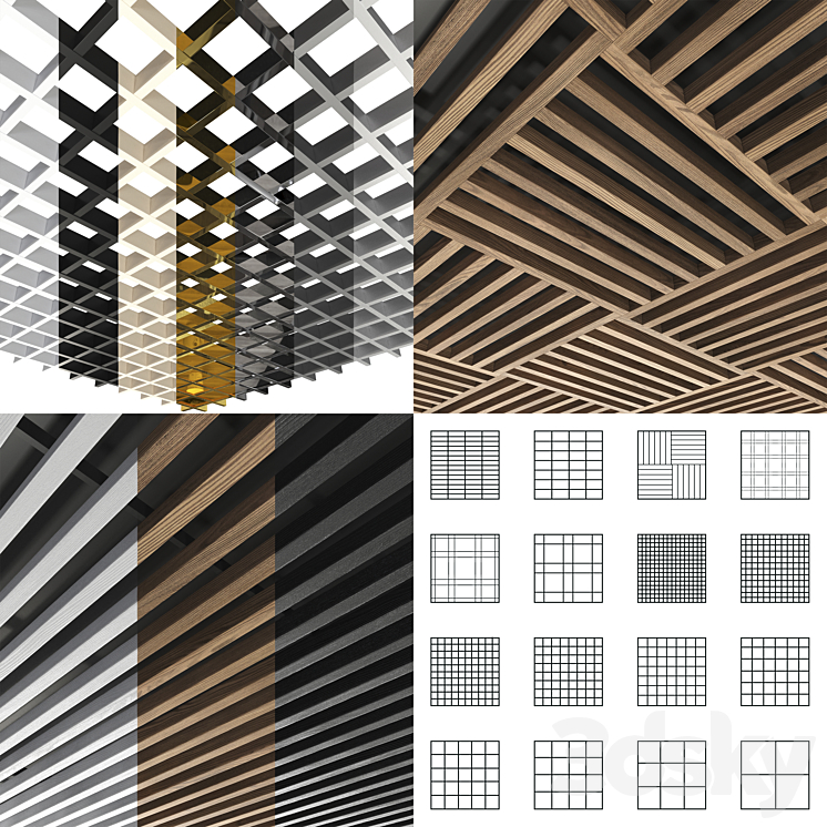 Collection of slatted ceilings Grilyato 3DS Max Model - thumbnail 1