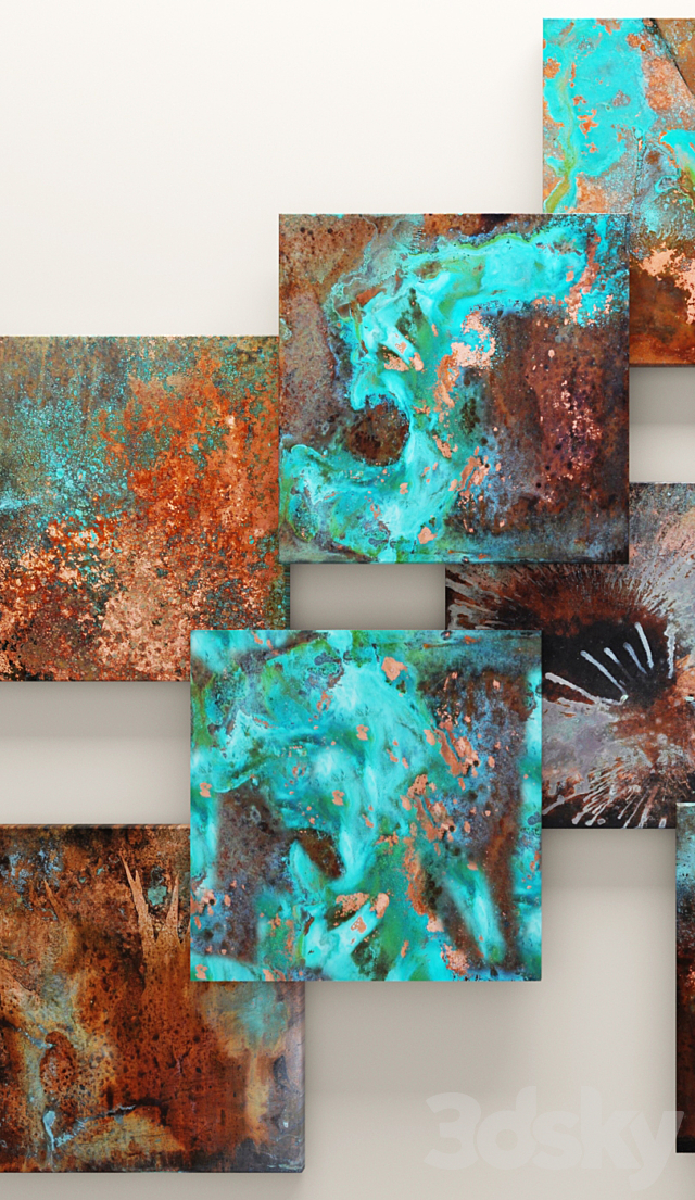 Copper Patina Wall Art. patina. abstraction. panel. copper decor. wall. metal. picture 3DSMax File - thumbnail 3