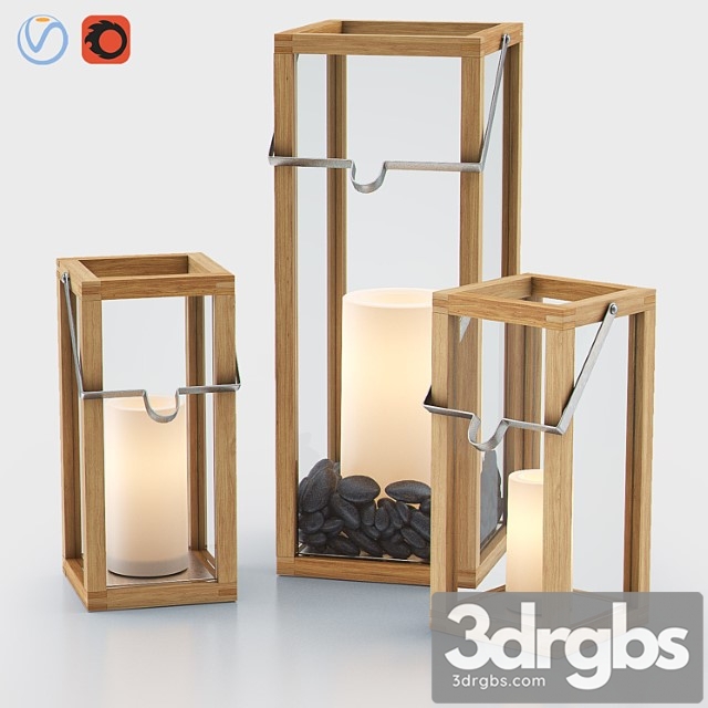 Crosby lanterns with pillar candles 3dsmax Download - thumbnail 1