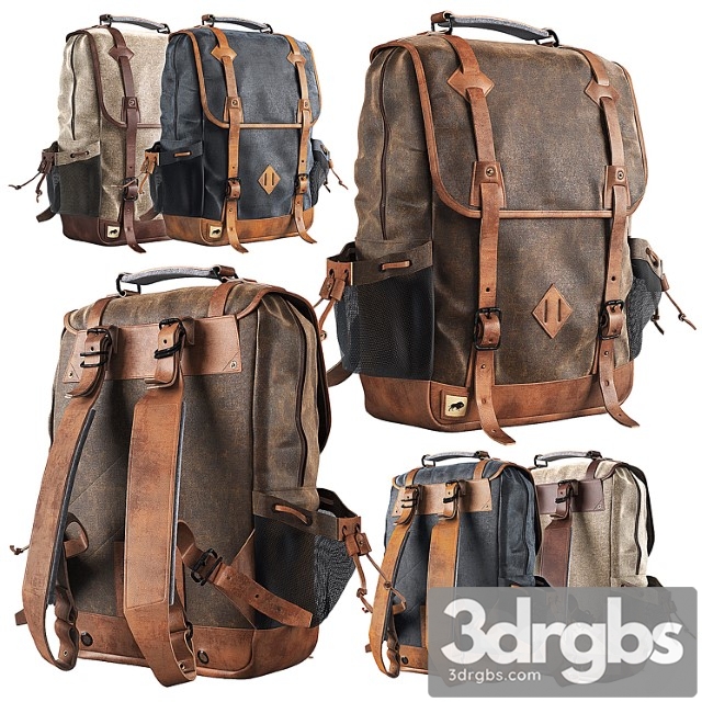 Dakota waxed canvas commuter backpack 3dsmax Download - thumbnail 1