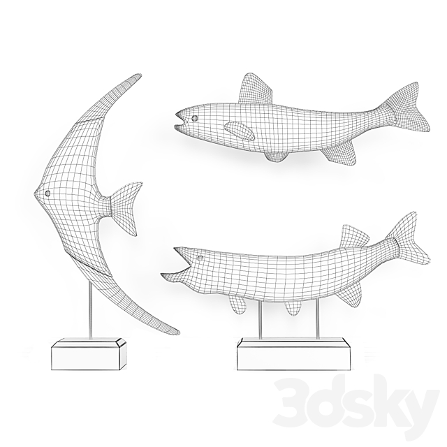 Decor 3 fish 3DS Max Model - thumbnail 2