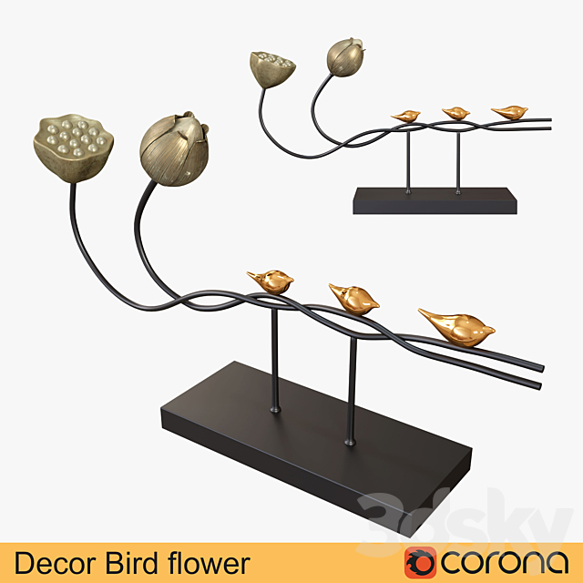 Decor bird flower 3DSMax File - thumbnail 1