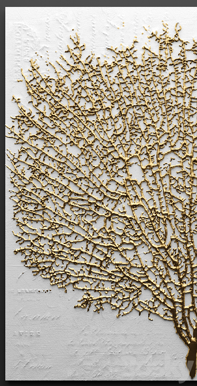 Decor for wall. Panel. 3D coral wall decor picture gold luxury luxury decor marine decor 3DS Max Model - thumbnail 2