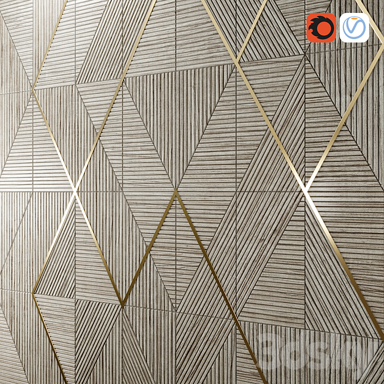 Decor wood panel 3DS Max - thumbnail 1