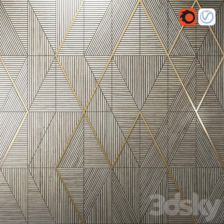 Decor wood panel 3DS Max - thumbnail 2