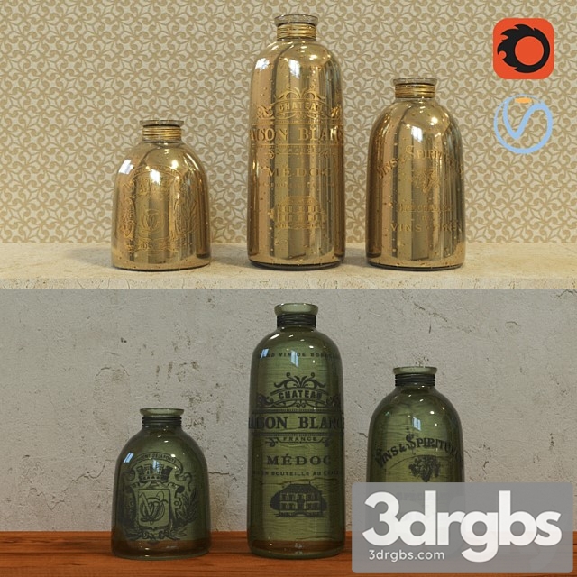 Decorative bottles 3dsmax Download - thumbnail 1