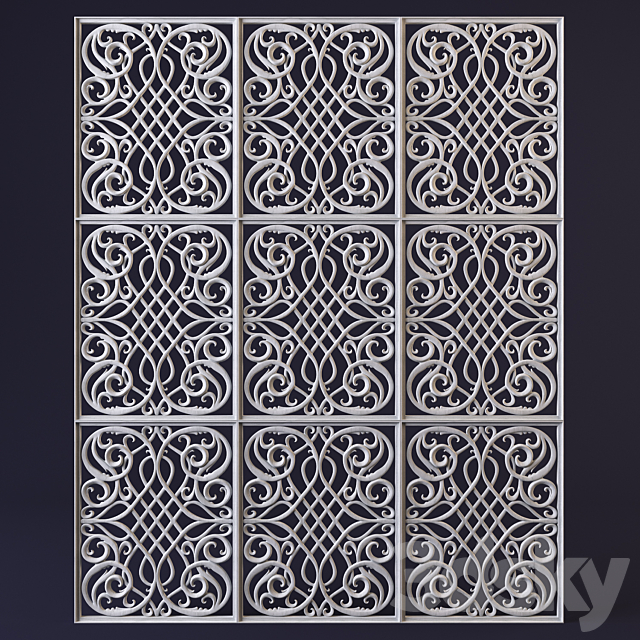 Decorative carved panel 3ds Max - thumbnail 1