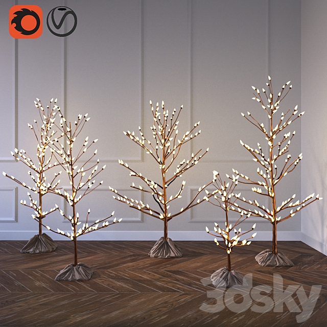 Decorative Christmas trees 3DS Max Model - thumbnail 1