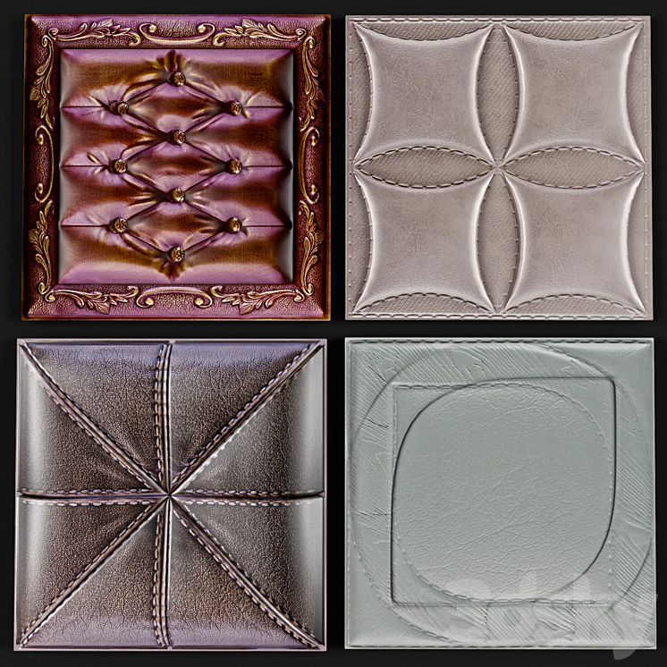 Decorative leather 3D panel 3DS Max - thumbnail 1