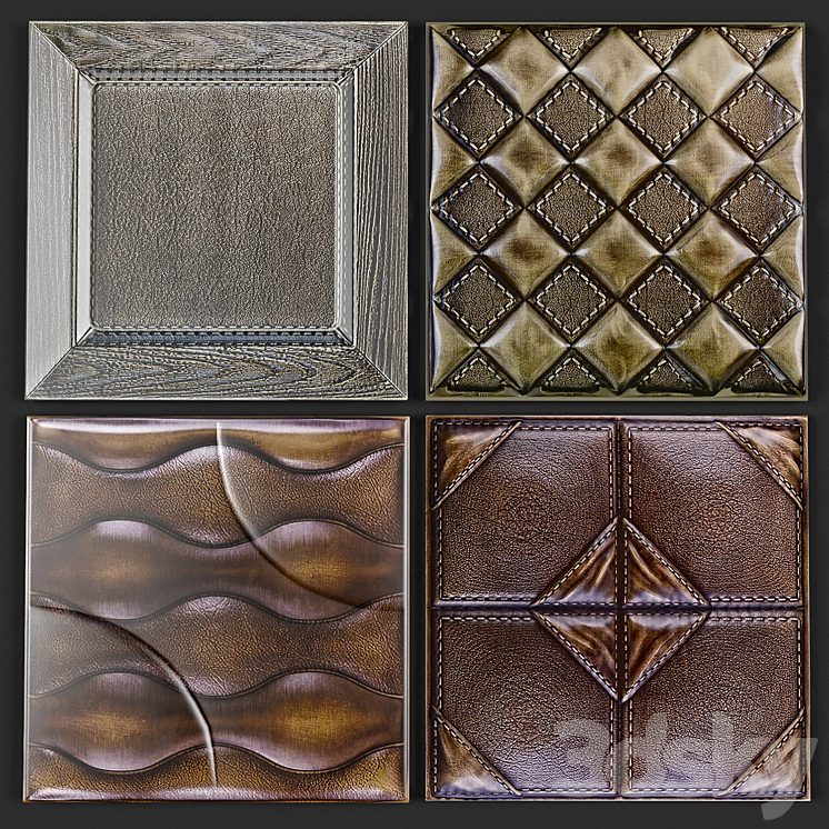 Decorative leather 3D panel 3DS Max - thumbnail 1