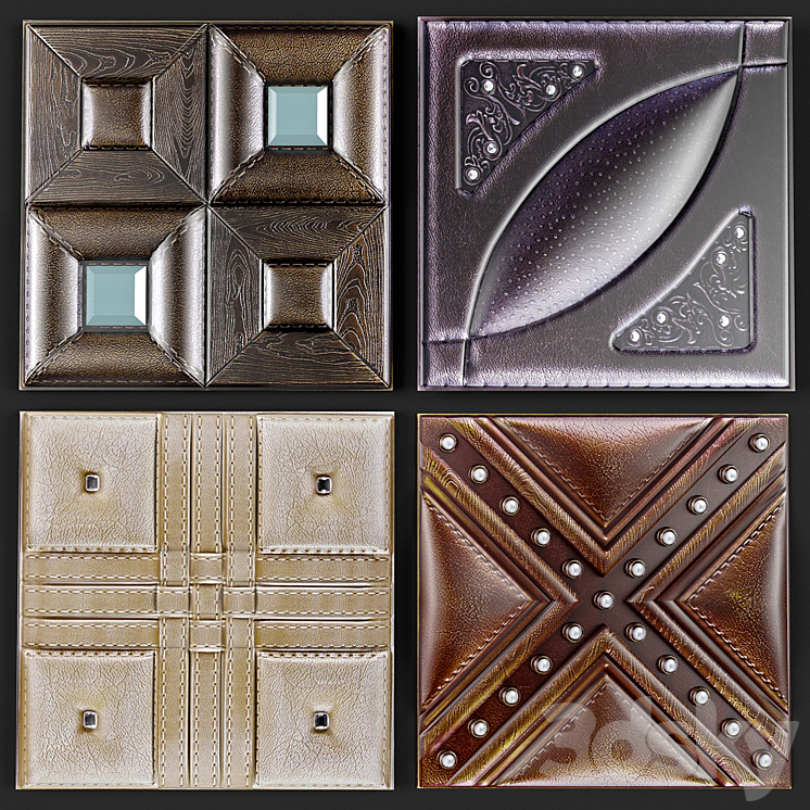 Decorative leather 3D panel 3DS Max - thumbnail 1