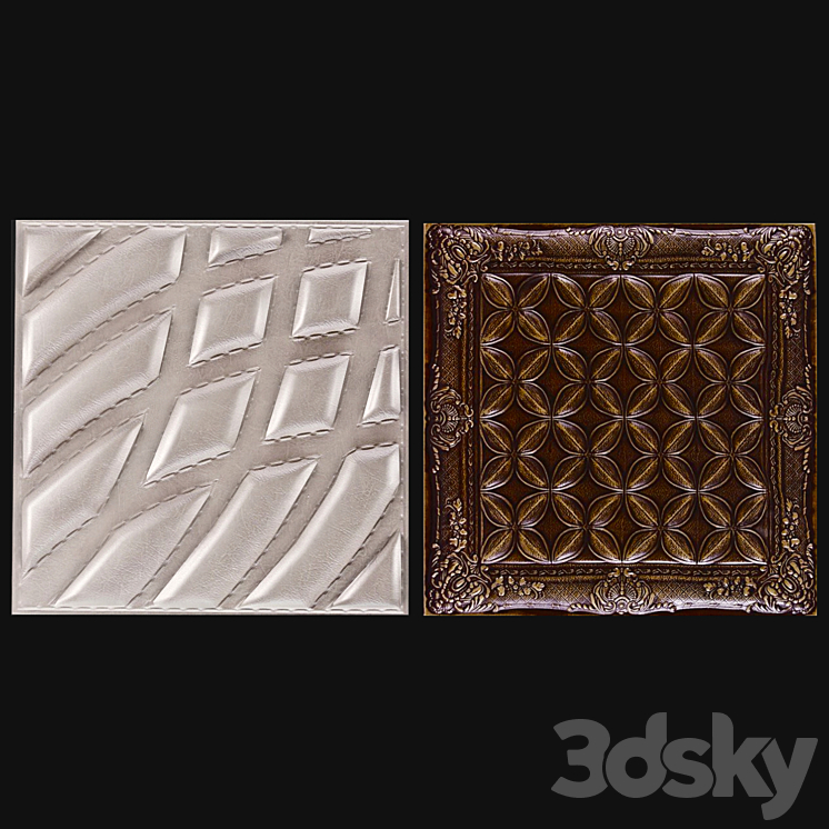 Decorative leather 3D panel 3DS Max - thumbnail 1