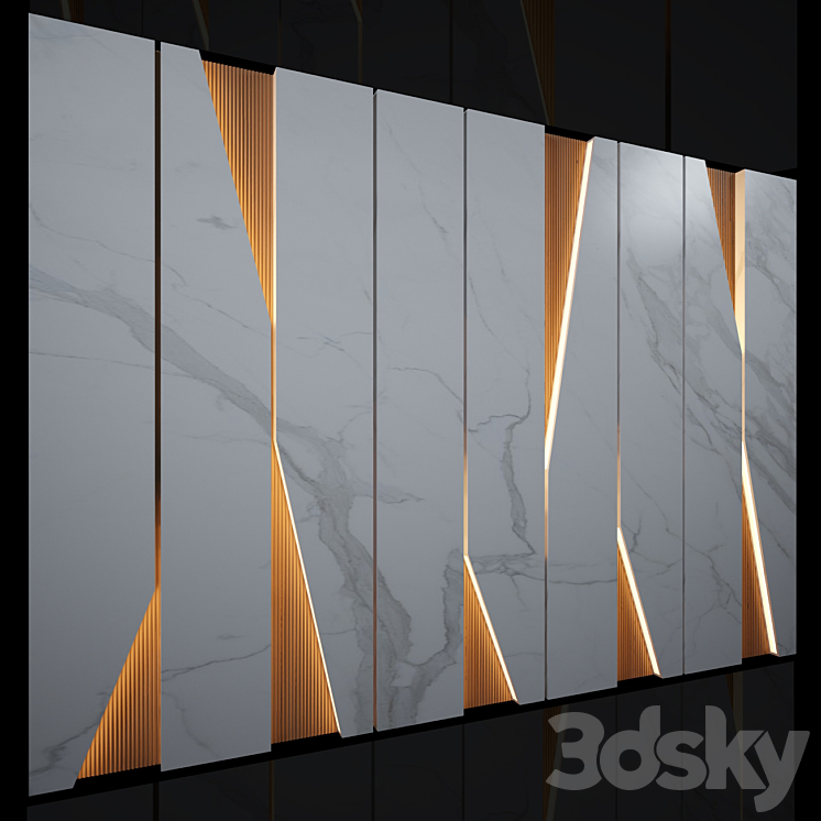 Decorative marble wall 3DS Max - thumbnail 2