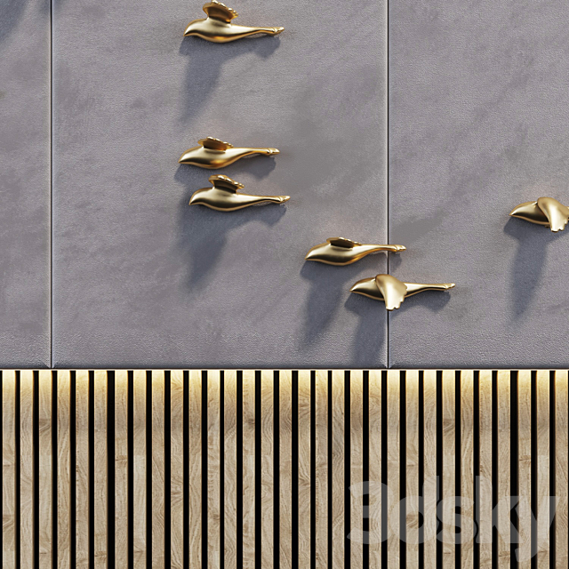 Decorative panel Birds Gold 10 3DSMax File - thumbnail 2