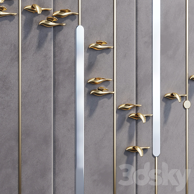 Decorative panel Birds Gold 9 3DSMax File - thumbnail 2