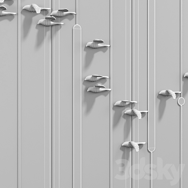 Decorative panel Birds Gold 9 3DSMax File - thumbnail 3