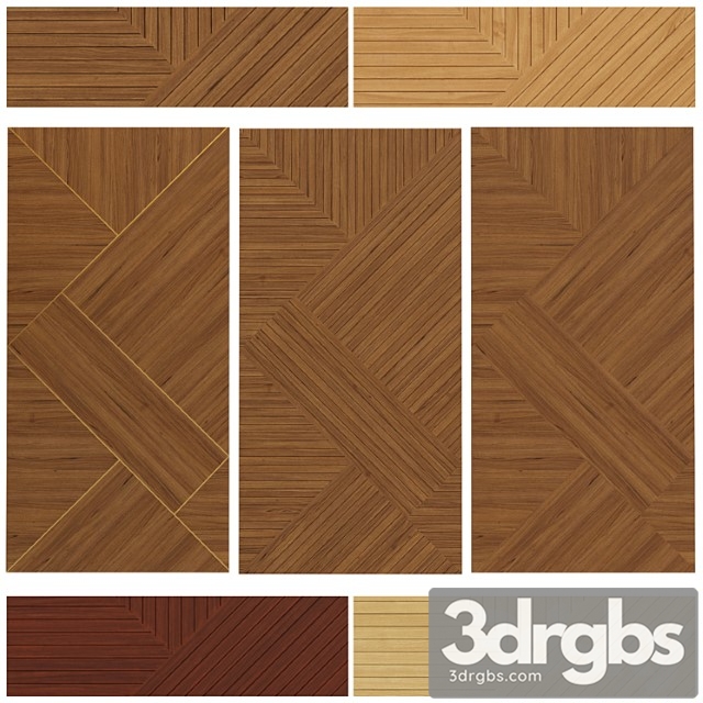 Decorative panel of veneer and slats  01 3dsmax Download - thumbnail 1