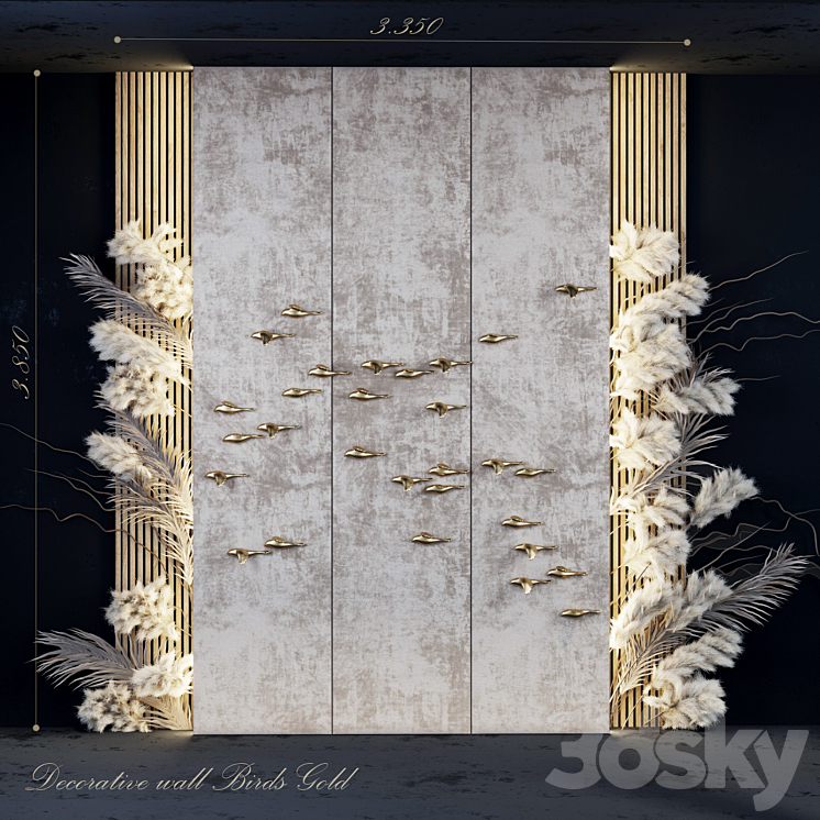 Decorative panel_Birds Gold 5 3DS Max - thumbnail 1