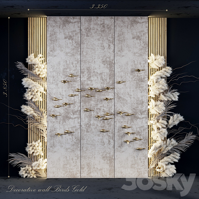 Decorative panel_Birds Gold 5 3DSMax File - thumbnail 1