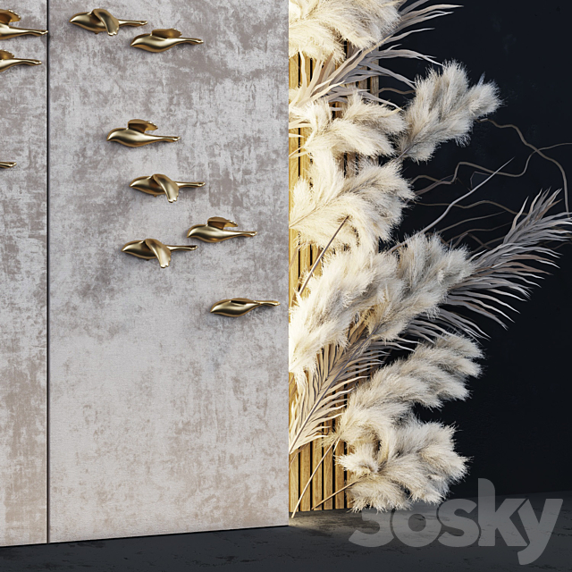 Decorative panel_Birds Gold 5 3DSMax File - thumbnail 3