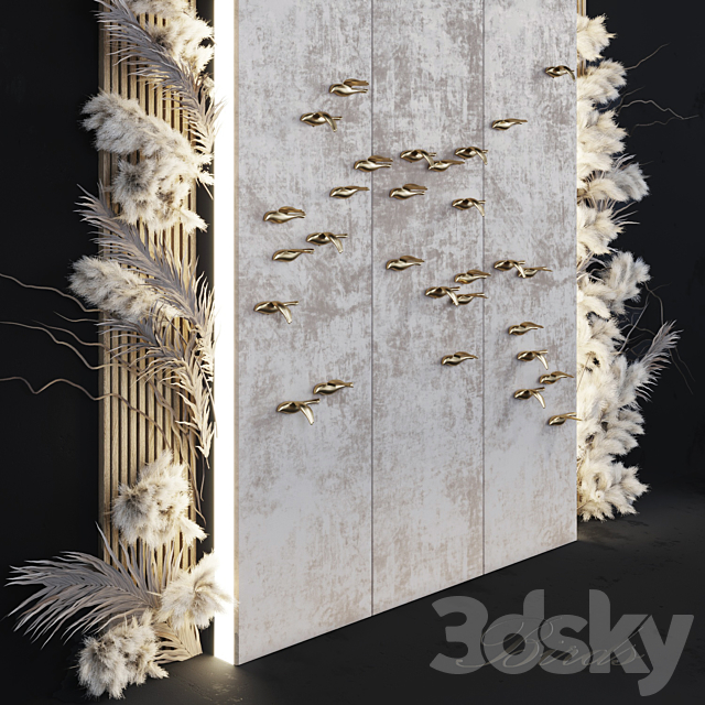 Decorative panel_Birds Gold 5 3DSMax File - thumbnail 4