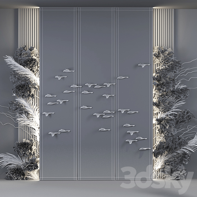 Decorative panel_Birds Gold 5 3DSMax File - thumbnail 5