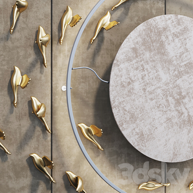 Decorative panel_Birds Gold 6 3DS Max Model - thumbnail 3