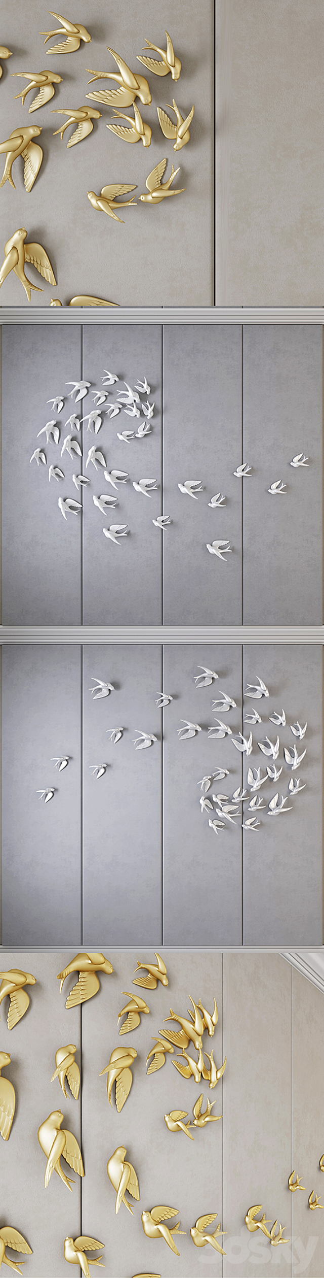 Decorative panels with birds 3DS Max Model - thumbnail 2