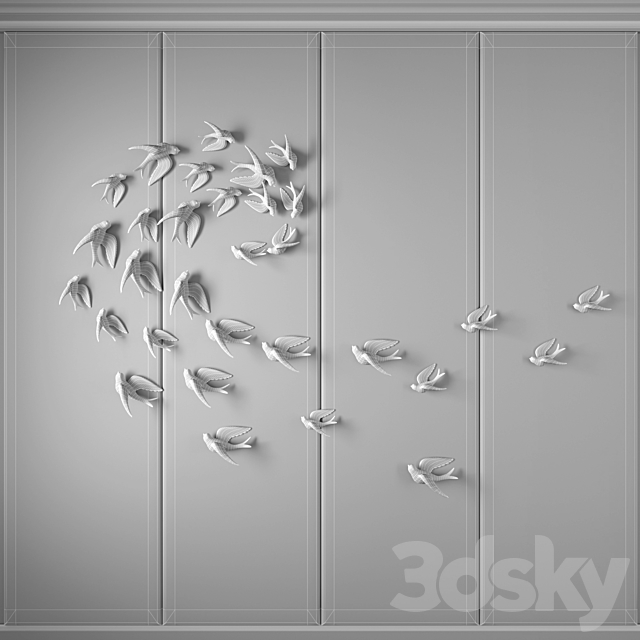 Decorative panels with birds 3DS Max Model - thumbnail 3