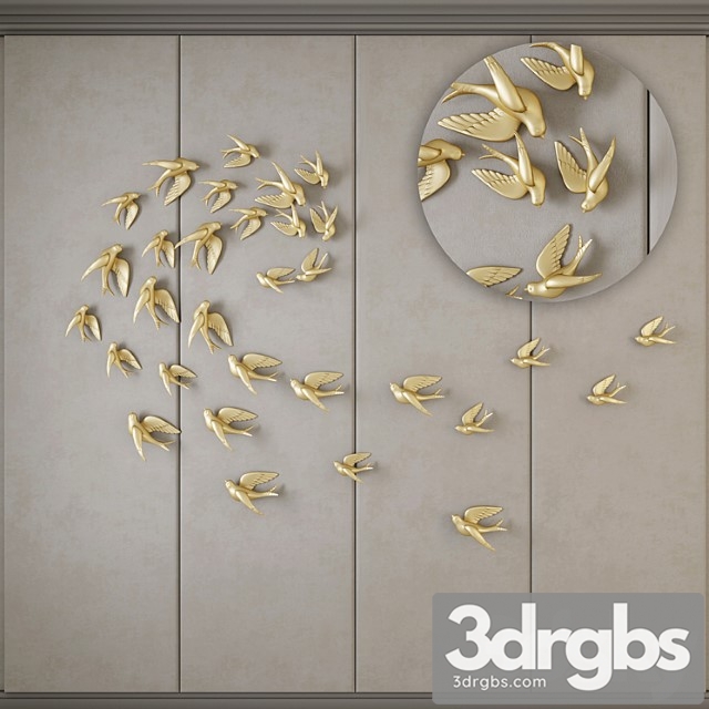 Decorative panels with birds 3dsmax Download - thumbnail 1