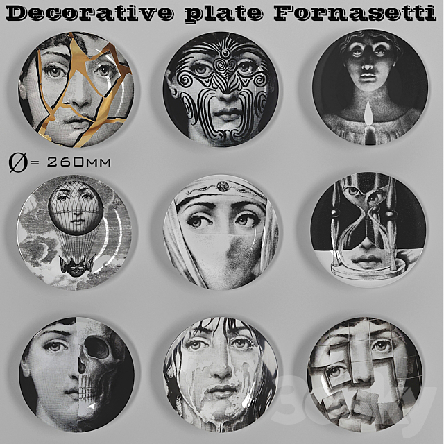 Decorative plate Fornasetti 3DSMax File - thumbnail 1