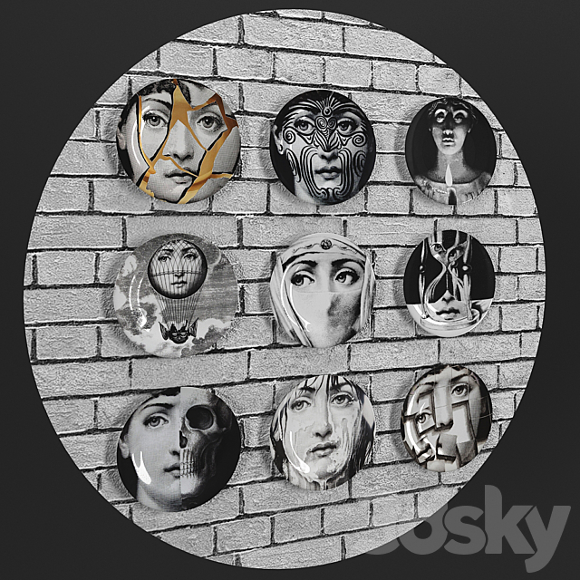 Decorative plate Fornasetti 3DSMax File - thumbnail 2