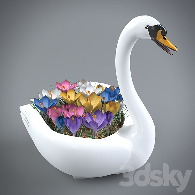 decorative pot of crocuses 3DSMax File - thumbnail 1