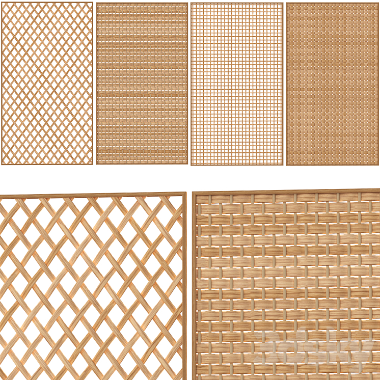 Decorative rattan partition 02 3DS Max Model - thumbnail 1