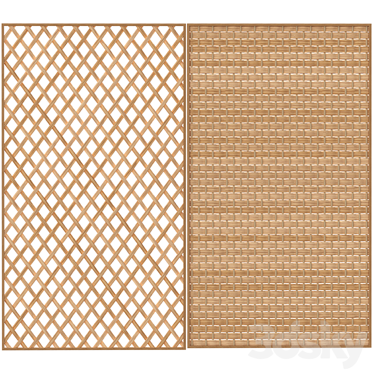 Decorative rattan partition 02 3DS Max Model - thumbnail 2